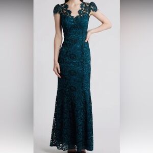 Eliza J scalloped edge gown-peacock color